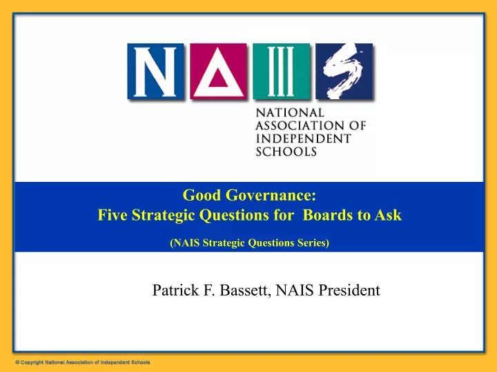 good governance five strategic questions