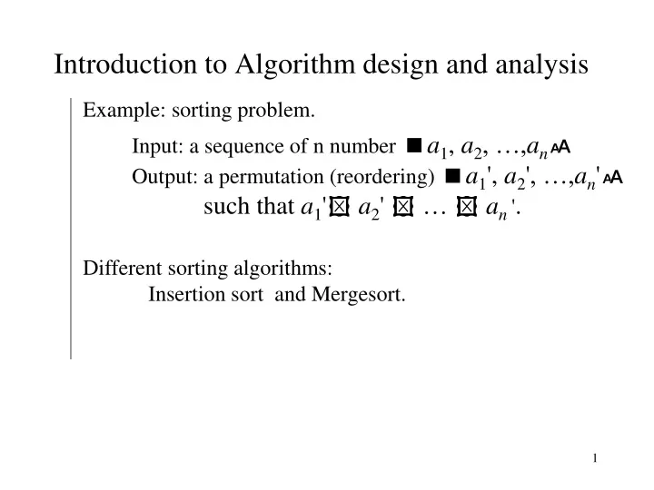 introduction to algorithm design and analysis
