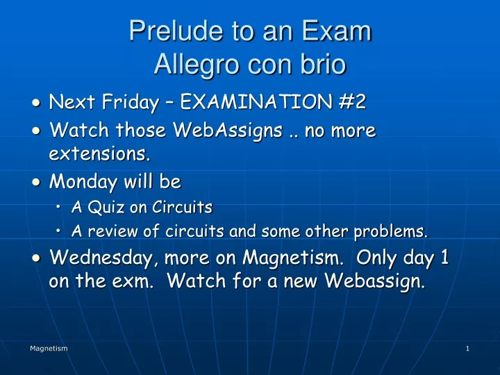 prelude to an exam allegro con brio