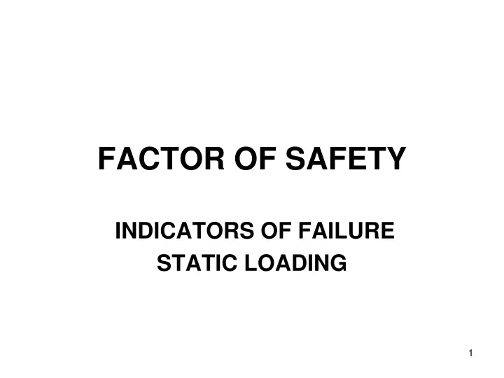factor of safety