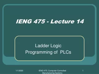 IENG 475 - Lecture 14