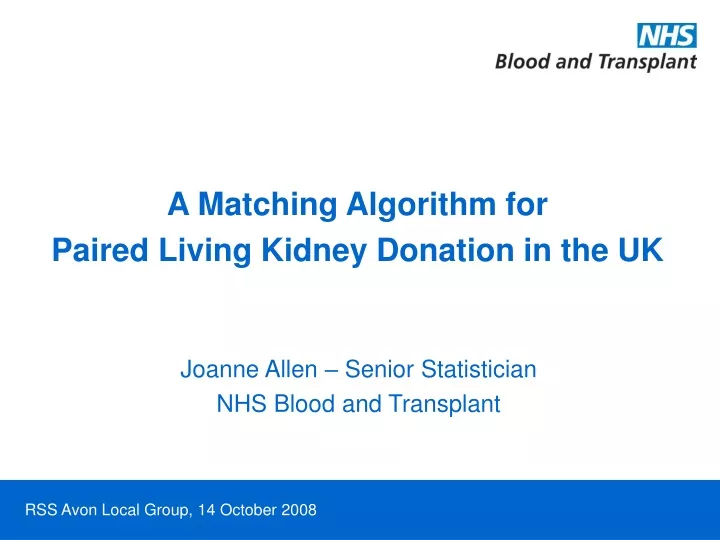 a matching algorithm for paired living kidney