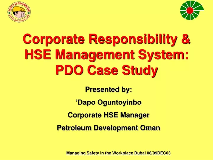 corporate responsibility hse management system