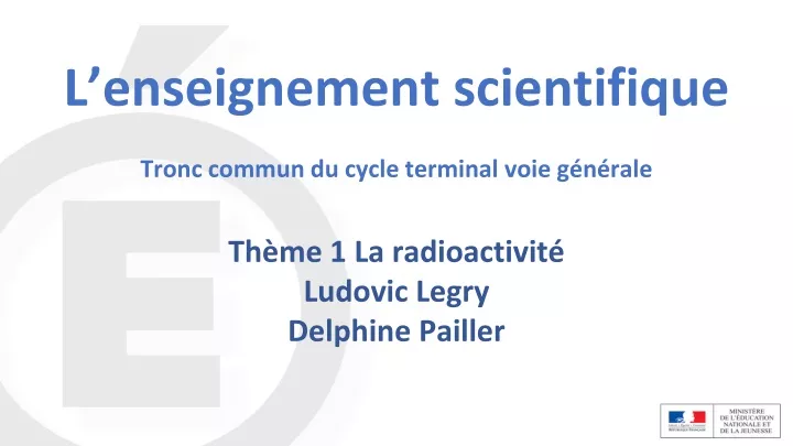 PPT - L’enseignement Scientifique Tronc Commun Du Cycle Terminal Voie ...