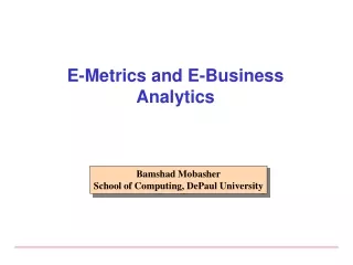 E-Metrics and E-Business Analytics