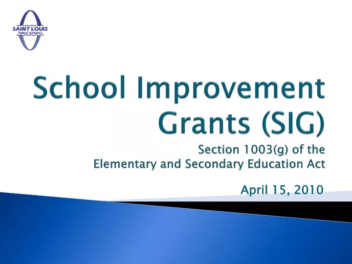 school improvement grants sig section 1003 g of the elementary and secondary education act
