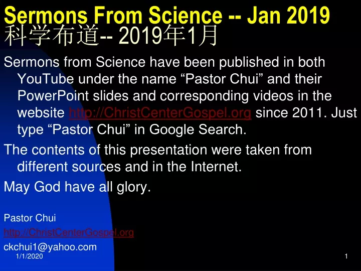sermons from science jan 2019 2019 1