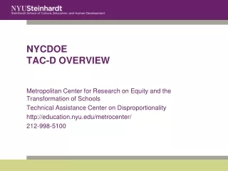 NYCDOE  TAC-D OVERVIEW