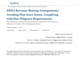 ERISA Revenue-Sharing Arrangements:  Avoiding Plan Asset Status, Complying