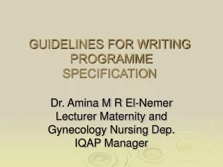 GUIDELINES FOR WRITING   PROGRAMME SPECIFICATION