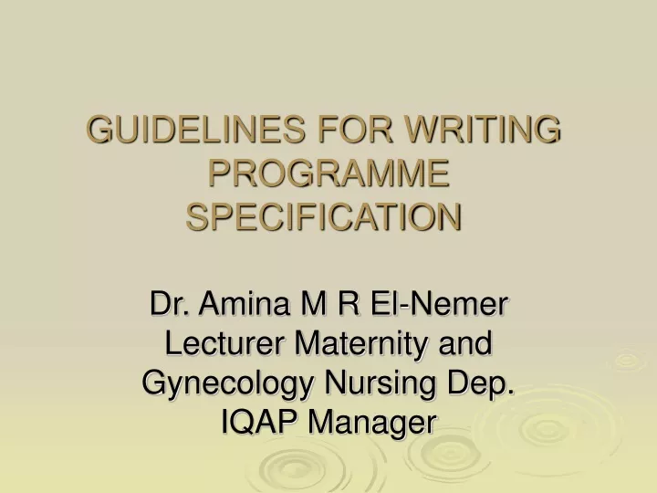 guidelines for writing programme specification
