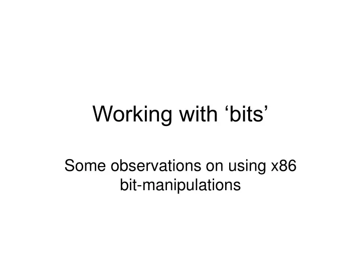 working with bits
