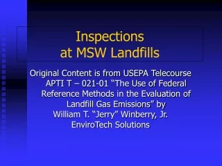 Inspections  at MSW Landfills