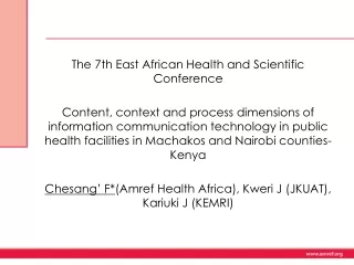 The 7th East African Health and Scientific Conference