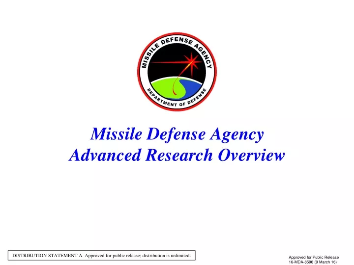 missile defense agency advanced research overview