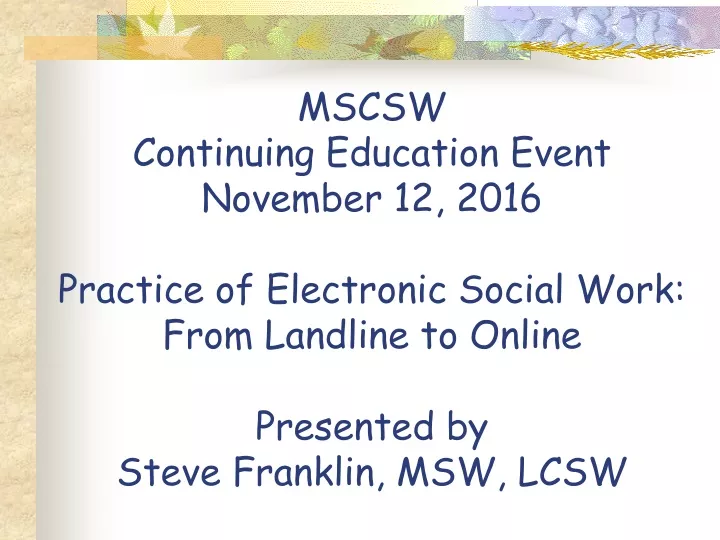 mscsw continuing education event november 12 2016