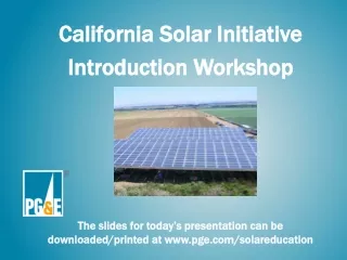 California Solar Initiative Introduction Workshop