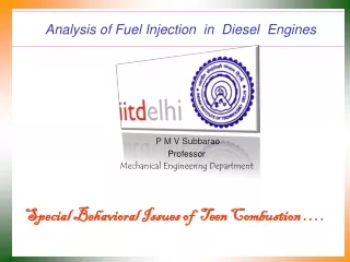 Analysis of Fuel Injection  in  Diesel  Engines