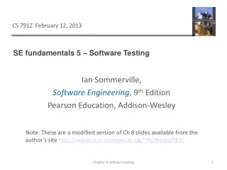 SE fundamentals 5 – Software Testing