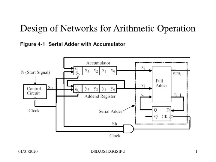 design of networks for arithmetic operation