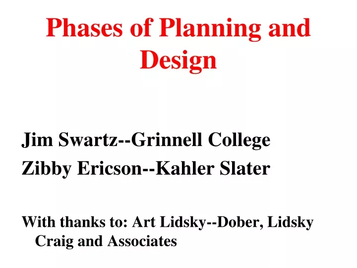 phases of planning and design