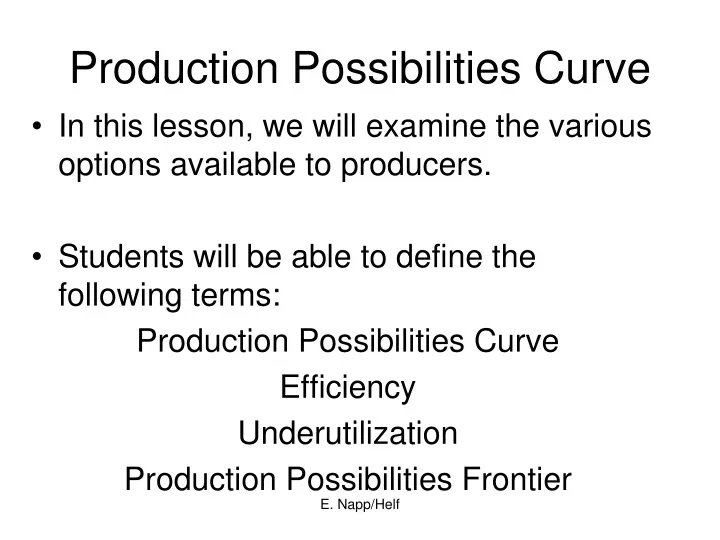 production possibilities curve