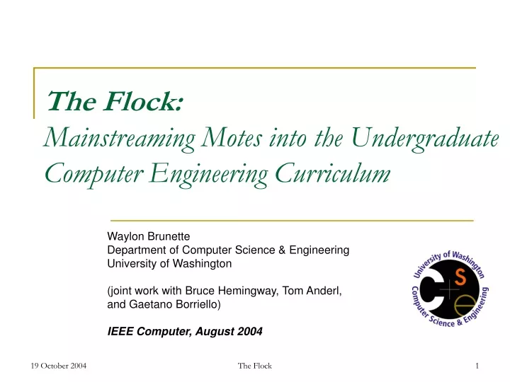 the flock mainstreaming motes into the undergraduate computer engineering curriculum