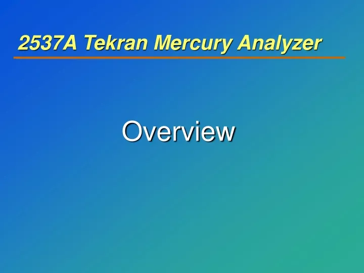 2537a tekran mercury analyzer