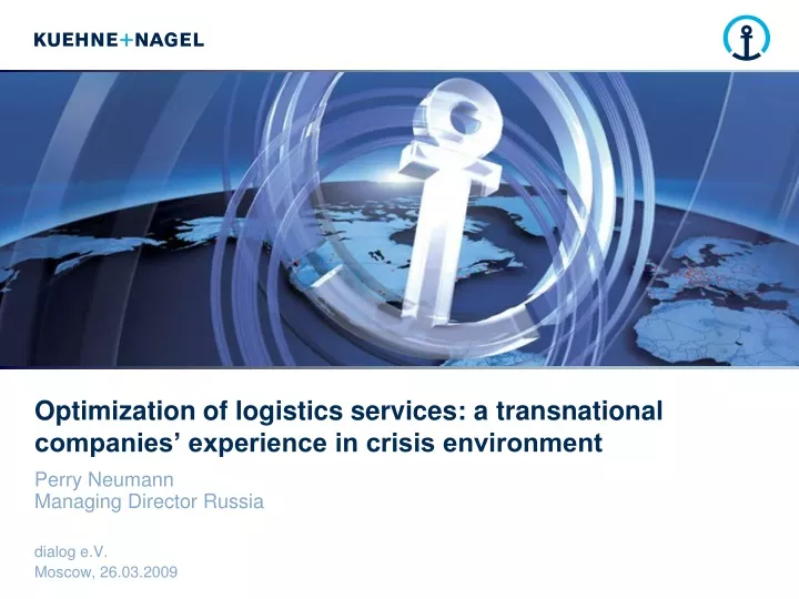 optimization of logistics services a transnational companies experience in crisis environment
