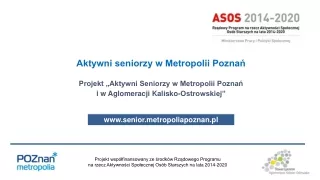 Aktywni seniorzy w Metropolii Poznań