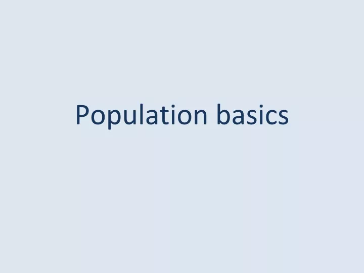 population basics
