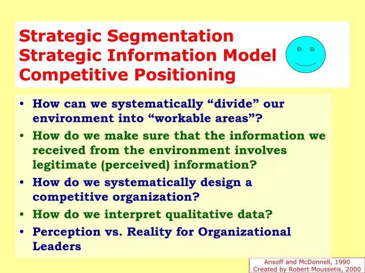 strategic segmentation strategic information model competitive positioning