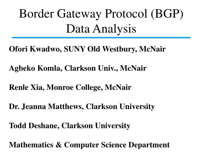 border gateway protocol bgp data analysis