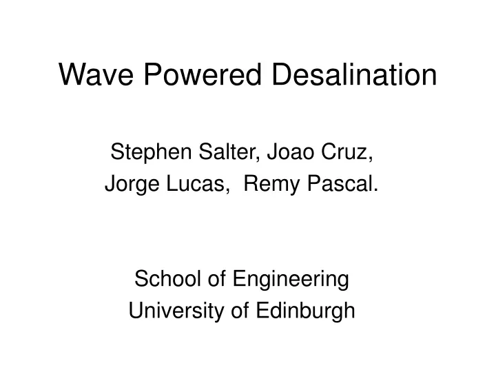 wave powered desalination