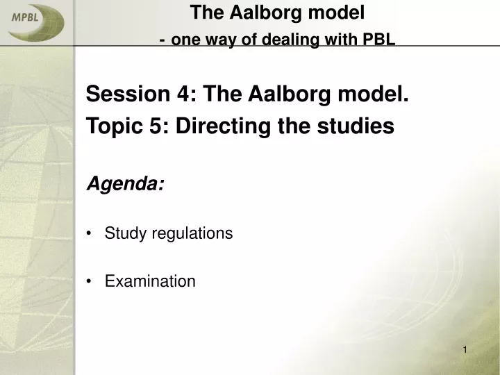 the aalborg model one way of dealing with pbl