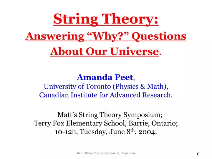 string theory answering why questions about