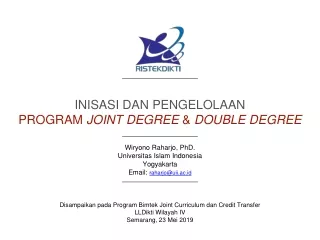 Inisasi  dan  pengelolaan Program  joint degree  &amp;  double degree