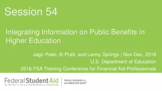 Integrating Information on Public Benefits in Higher  Education