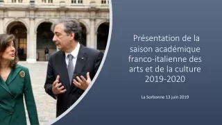 Présentation de la saison académique franco-italienne des arts et de la culture 2019-2020