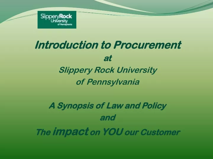 introduction to procurement at slippery rock