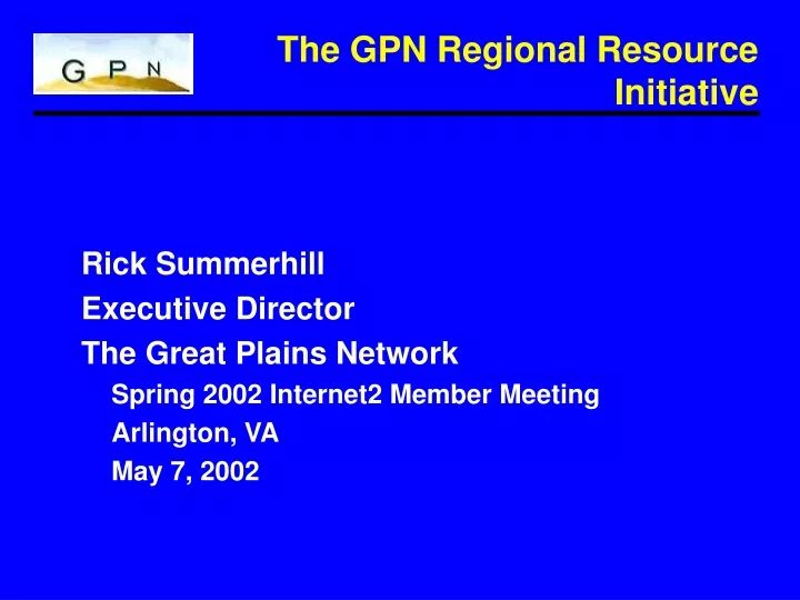 the gpn regional resource initiative