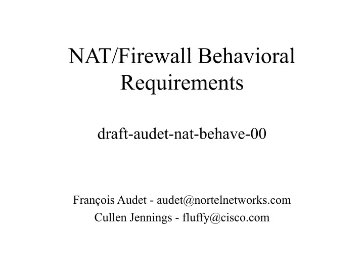 nat firewall behavioral requirements