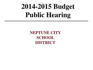 2014-2015 Budget  Public Hearing