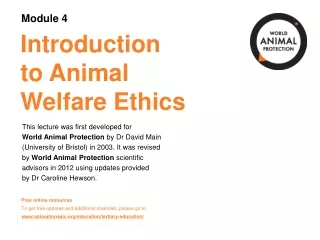 Introduction  to Animal Welfare Ethics