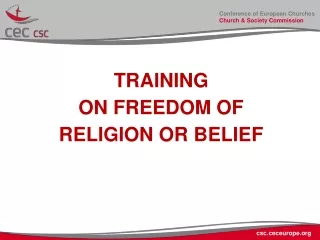 TRAINING  ON FREEDOM OF RELIGION OR BELIEF