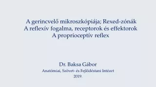 Dr.  Baksa Gábor  Anatómiai, Szövet- és Fejlődéstani Intézet 2019.