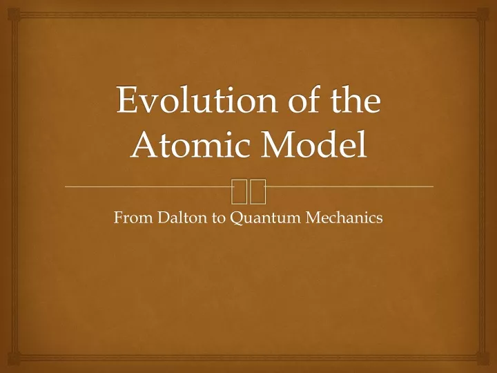evolution of the atomic model