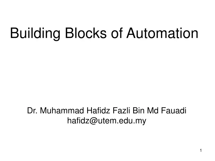 building blocks of automation