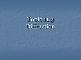 Topic 11.3 Diffraction