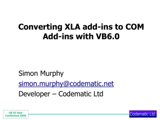 Converting XLA add-ins to COM Add-ins with VB6.0